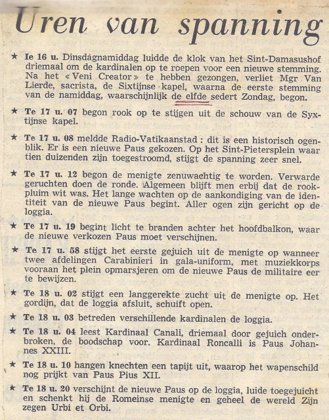 Uren van spanning voor pausverkiezing Johannes XXIII